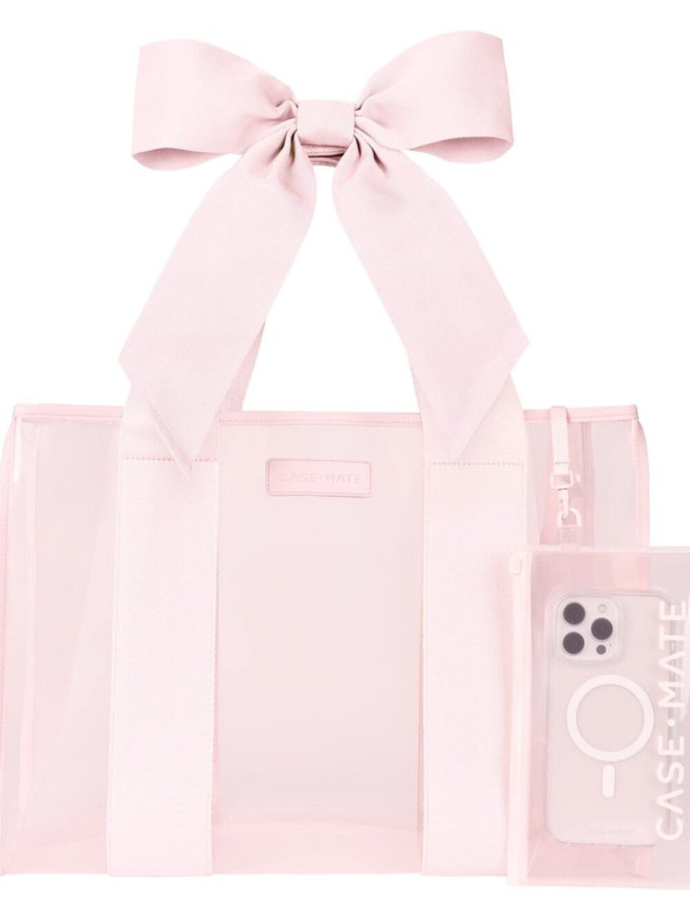 Case-Mate Pink Bow Jelly Tote Bag Waterproof Beach Travel Gym Coquette NWT